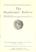 Duodecimal Bulletin Whole No 0 | Vol 1 No 1 Duodecimal Bulletin Whole No 0 | Vol 1 No 1