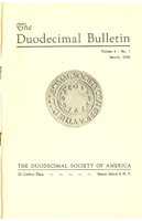 Duodecimal Bulletin Whole No 9 | Vol 4 No 1 Duodecimal Bulletin Whole No 9 | Vol 4 No 1