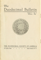 Duodecimal Bulletin Whole No 12 | Vol 6 No 1 Duodecimal Bulletin Whole No 12 | Vol 6 No 1