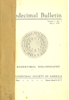 Duodecimal Bulletin Whole No 18 | Vol 9 No 1 Duodecimal Bulletin Whole No 18 | Vol 9 No 1