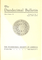 Duodecimal Bulletin Whole No 26 | Vol 13 No 1 Duodecimal Bulletin Whole No 26 | Vol 13 No 1