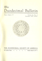 Duodecimal Bulletin Whole No 27 | Vol 13 No 2 Duodecimal Bulletin Whole No 27 | Vol 13 No 2