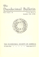 Duodecimal Bulletin Whole No 34 | Vol 19 No 2 Duodecimal Bulletin Whole No 34 | Vol 19 No 2