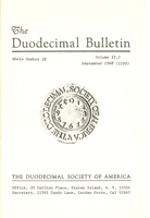 Duodecimal Bulletin Whole No 36 | Vol 1B No 1 Duodecimal Bulletin Whole No 36 | Vol 1B No 1