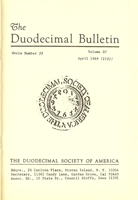 Duodecimal Bulletin Whole No 38 | Vol 20 No 1 Duodecimal Bulletin Whole No 38 | Vol 20 No 1