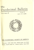 Duodecimal Bulletin Whole No 3A | Vol 22 No 1 Duodecimal Bulletin Whole No 3A | Vol 22 No 1
