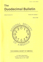 Duodecimal Bulletin Whole No 46 | Vol 28 No 1 Duodecimal Bulletin Whole No 46 | Vol 28 No 1