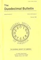 Duodecimal Bulletin Whole No 47 | Vol 28 No 2 Duodecimal Bulletin Whole No 47 | Vol 28 No 2