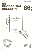 Duodecimal Bulletin Whole No 66 | Vol 33 No 3 Duodecimal Bulletin Whole No 66 | Vol 33 No 3