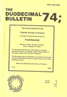 Duodecimal Bulletin Whole No 74 | Vol 38 No 1 Duodecimal Bulletin Whole No 74 | Vol 38 No 1